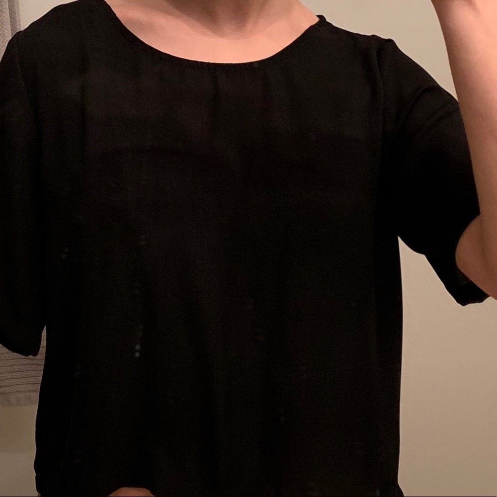 black fancy forever 21 blouse Size S